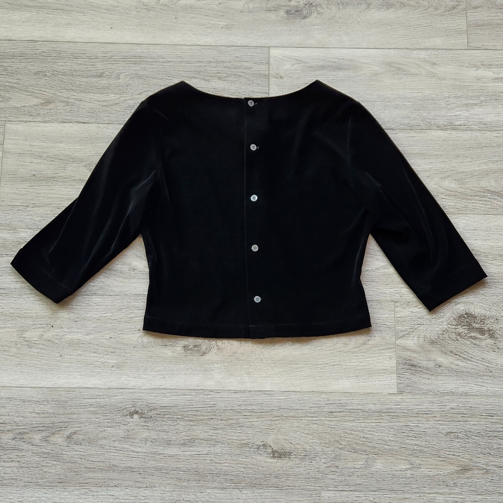 Tommy Hilfiger Velvet Top Womens 14 Three Quarts Sleeves Buttons V Neck - Picture 5 of 8